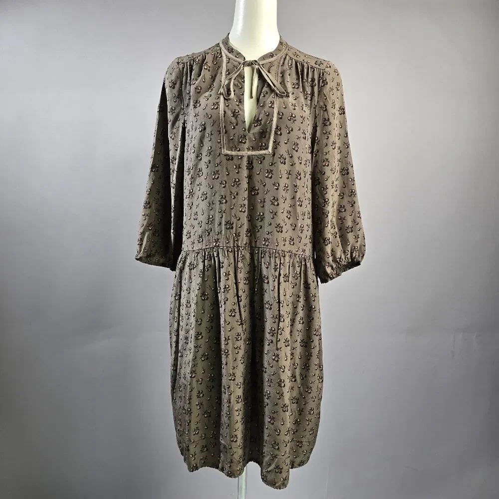 Juicy Couture Brown Floral Long Sleeve Dress R7